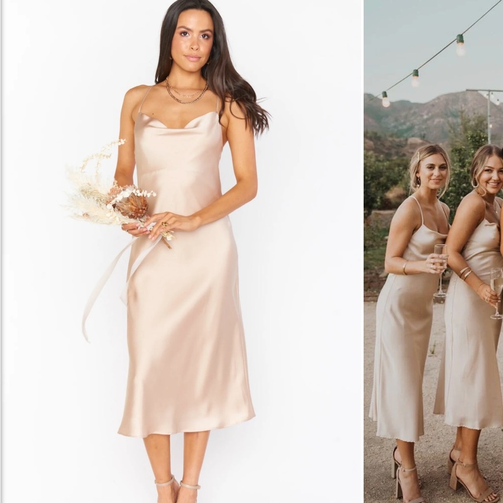 Show Me Your Mumu Verona Cowl Dress ~ Champagne Luxe Satin